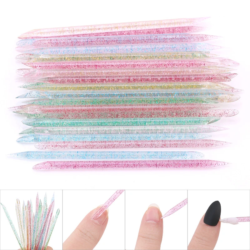 

100Pcs Reusable Crystal Stick Double End Nail Art Cuticle Pusher Cuticle Remover Tool Pedicure Care Nails Manicures Tools