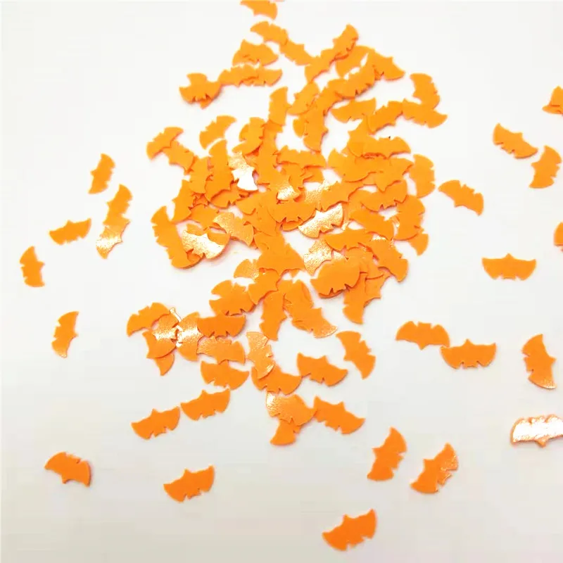 1000 шт./лот 4*8 мм оранжевые Хэллоуин летучая мышь блестки ПВХ для всех святых Пасха