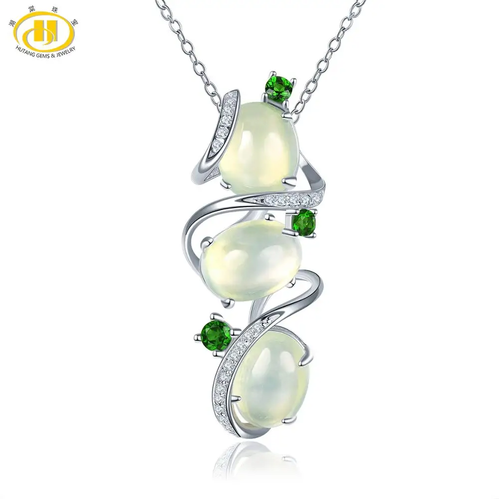 Prehnite Hutang 9.57ct натуральный Prehnite женский кулон драгоценный камень диопсид Твердые 925 пробы Серебряная цепочка Изящные кубические элегантные ювелирные изделия подарок - Цвет камня: Prehnite