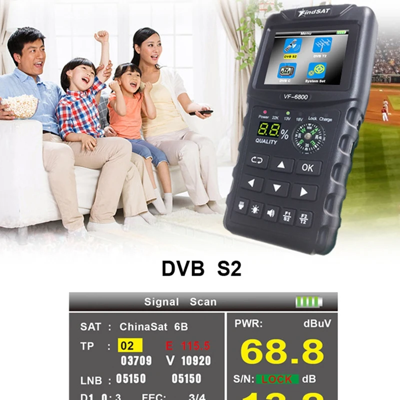 VF-6800 спутниковый Finder Meter Dvb-T2/DVB S2/DVB C Combo Sat Dvb T2 приемник Satfinder US Plug | Инструменты