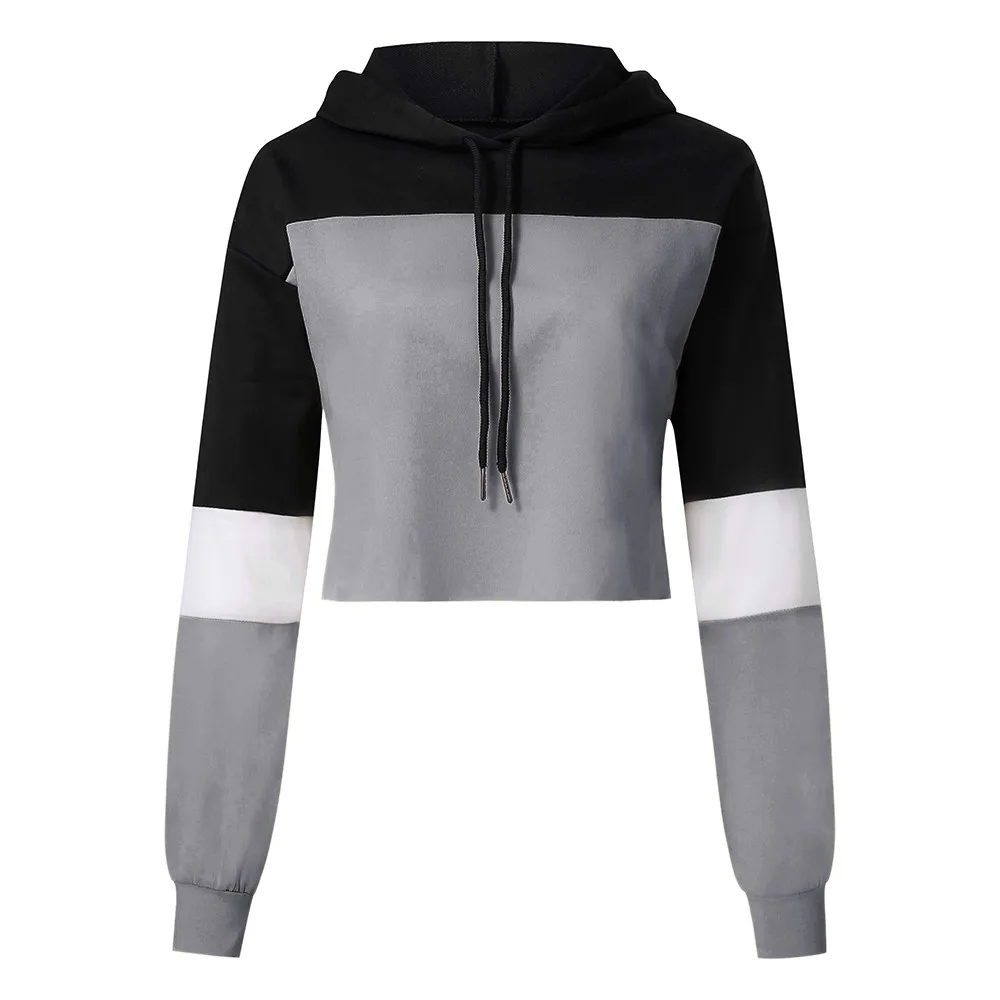 

Womens Fashion Autumn Winter Sweatshirt Long Sleeve Splcing Color Sweatshirt Pullover Tops Blouse