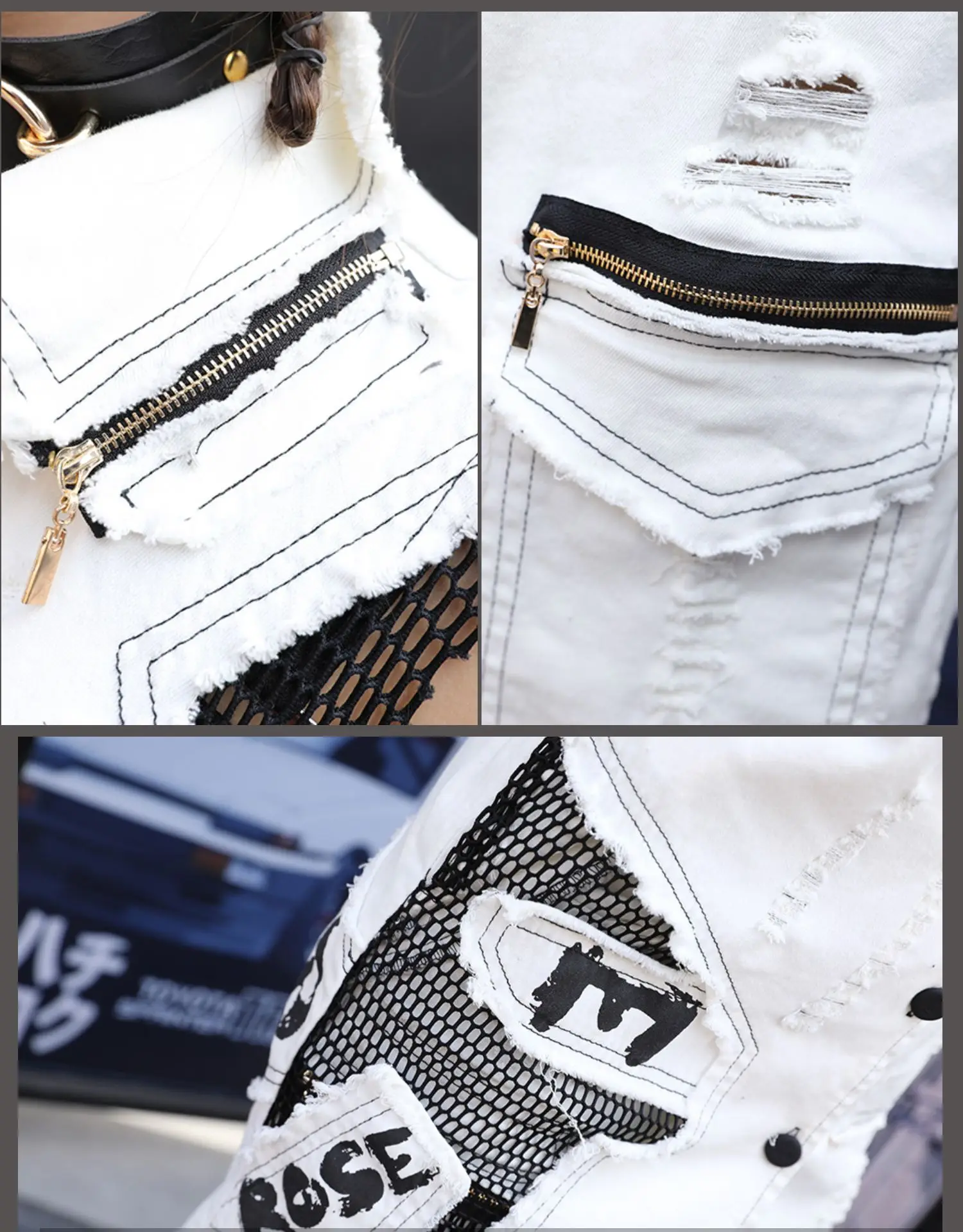

Vefadisa White Streetwear Summer Women Denim Vest 2021 Mesh Patchwork Long Vest Letter Print Slim Sleeveless Women Coat QYF5519