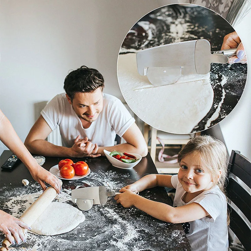 

All Stainless Steel Pizza Hob Multi-function Pizza Wheel Knife Pizza Knife Knife Cake Spatula 3 In 1