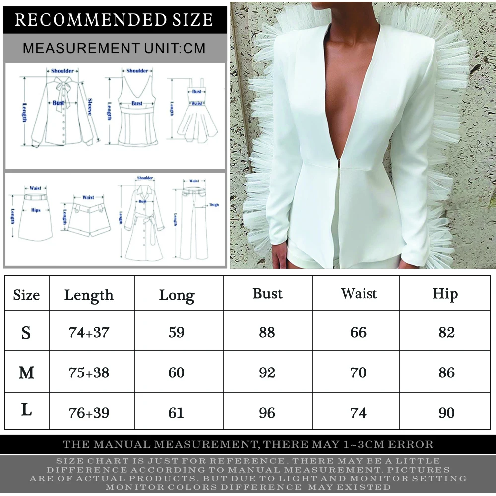 Gold Hands 2019 New Women Deep V-Neck Mesh Spliced Sexy Blazer and Shorts Set Long Sleeve Autumn Two Piece Casual Free Ship | Женская