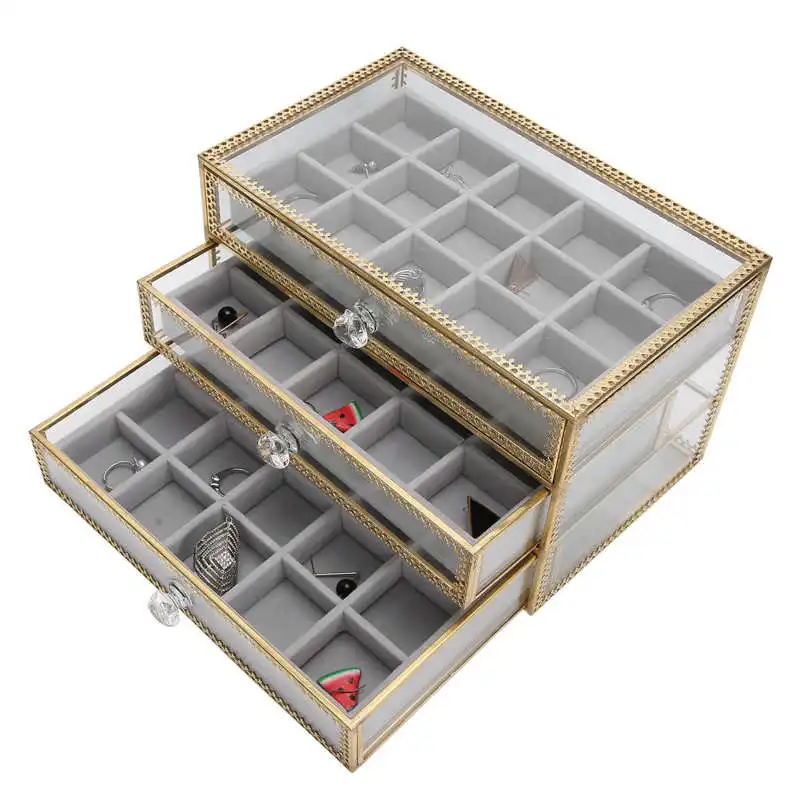 

Manicure Tools Jewelry Box Fake Nail Storage Box 45 Grids Desktop Nail Tips Container Drawer 3 Layered Jewelry Box Storage Box