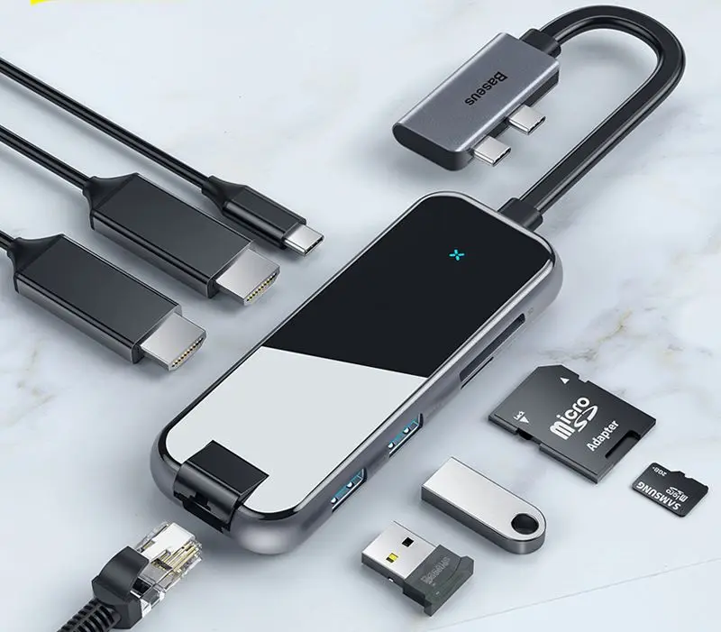 

USB C HUB to HDMI-compatible USB 3.0 RJ45 Type C HUB for MacBook Pro Air Card Reader USB Splitter for Laptop USB HUB