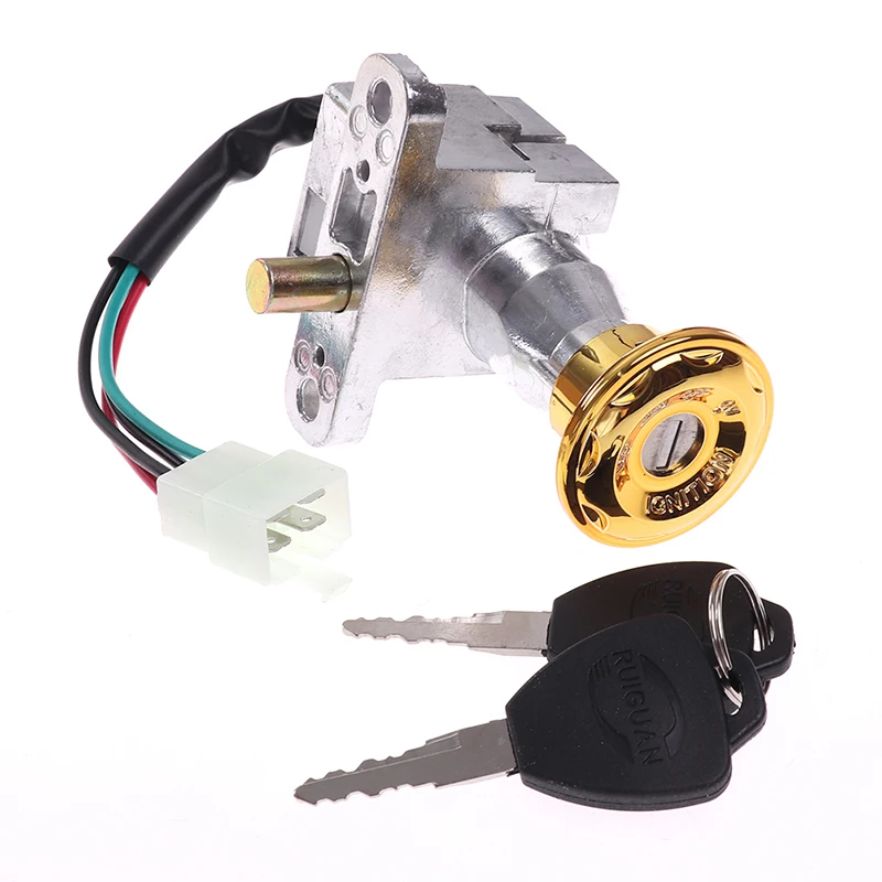 B018 Scooters Ignition Electric Door Lock 4 Wires For Joy125 GY6 CG125 Faucet Lock Head with 2 Keys
