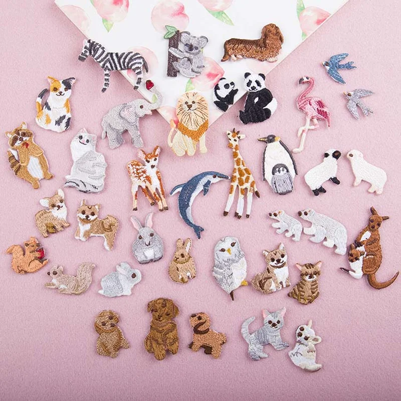 

100pcs/lot Small Embroidery Patches for Clothing Cute Animals Kids Clothes Wallet Decoration Iron Heat Transfers for Clothes