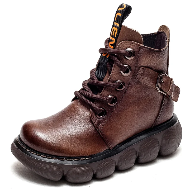 

2021 Women's Ankle Boots Motorcycle Boots Buckle Design Chunky High Heels Casual Lace-up Zipper Round Toe Platform Boots Women