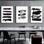 Абстрактная Картина на холсте черная белая стена искусство минималистские кисти мазки плакат Акварельные картины для декора гостиной