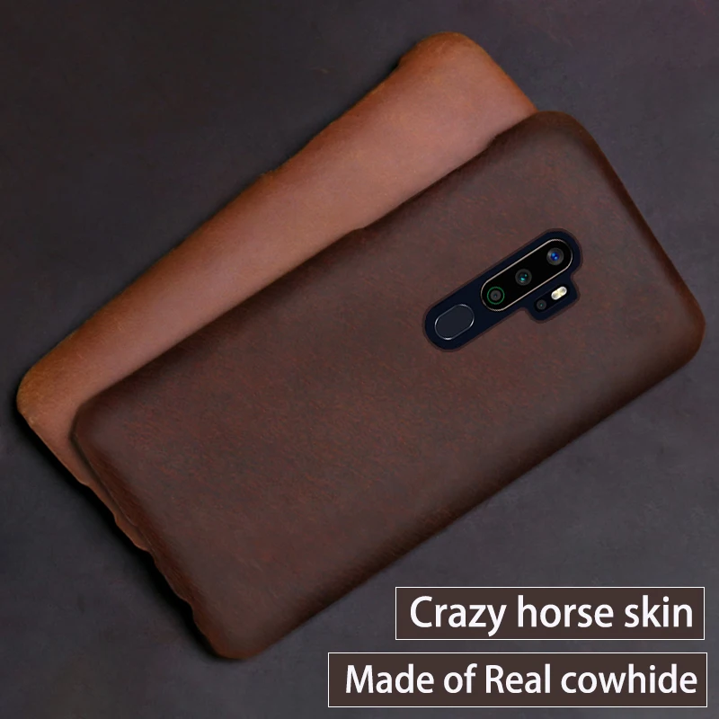 genuine leather phone case for oppo find x2 r15 r17 reno z 2z 2f 3 4 pro ace 2 a5 a9 2020 a11x k3 k5 crazy horse skin back cover free global shipping