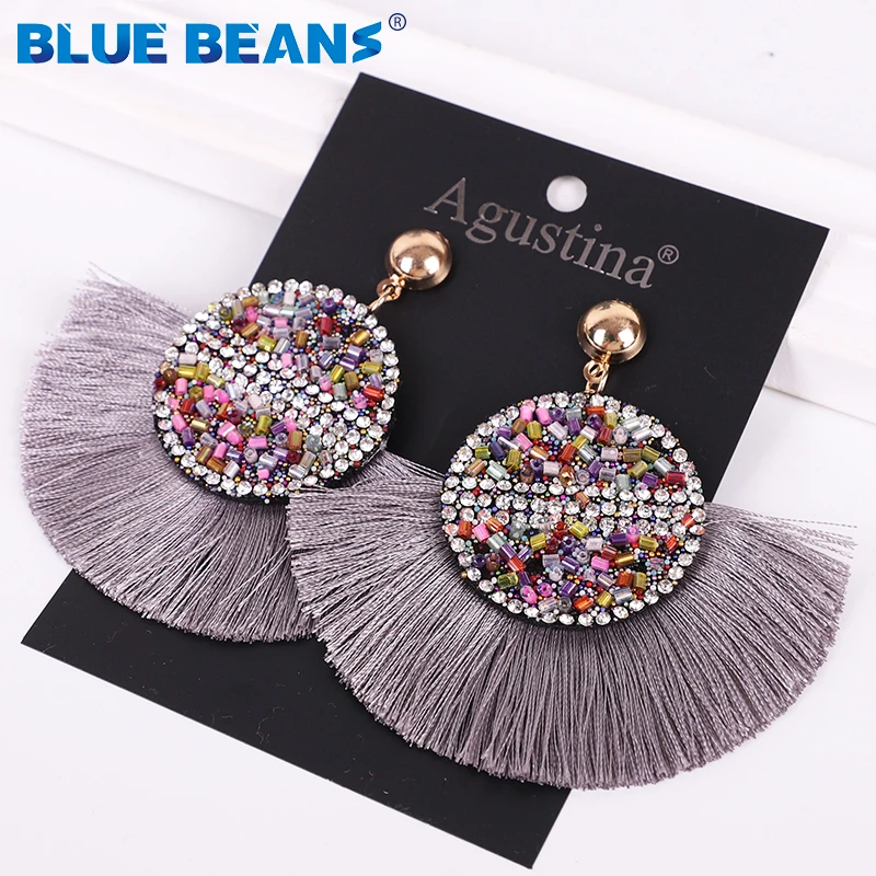 Женские Геометрические серьги с бахромой Висячие длинные висячие кристаллами