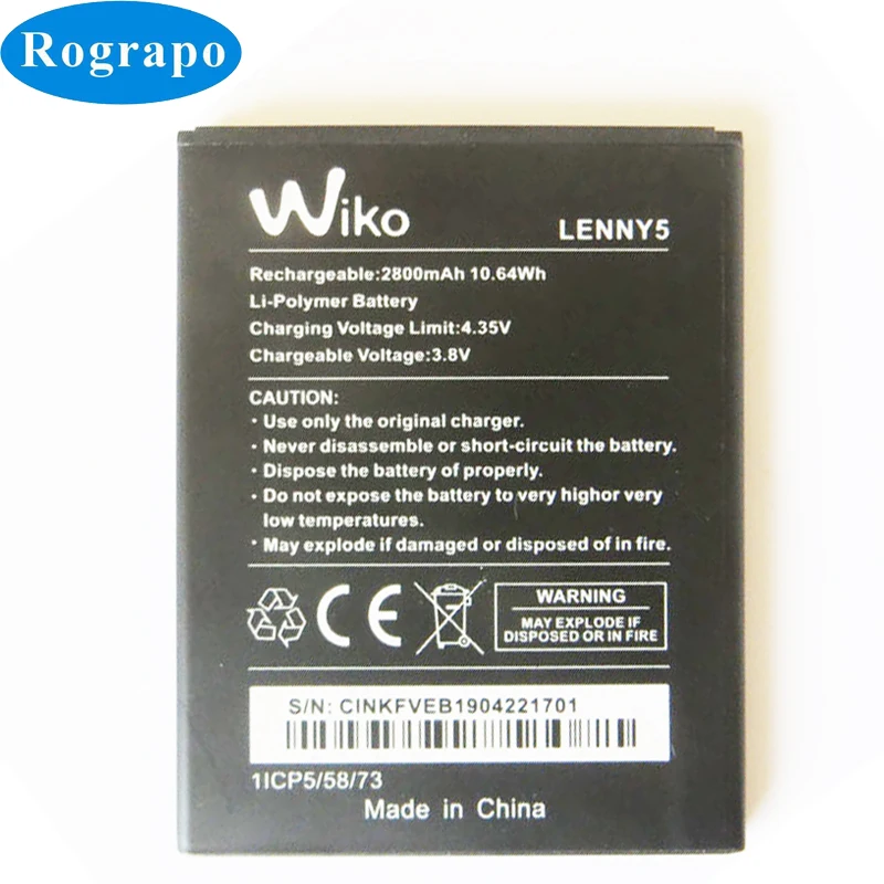 

New 2800mAh Lenny5 Full Replacement Battery For Wiko Lenny 5 robby 2 / Wiko 3921 Smartphone Batteries