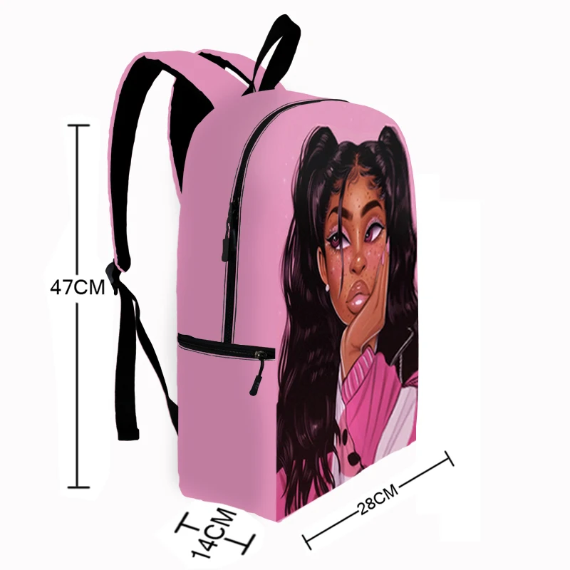 cartoon brown girls print backpack for teenage afro girl children school bags women rucksack laptop backpack bookbag kid daypack free global shipping