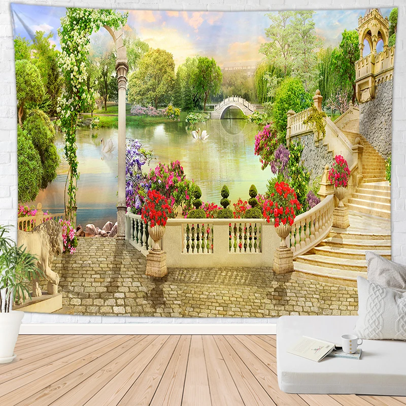 Пляжное одеяло с голубым небом настенный гобелен искусство Настенный Ковер