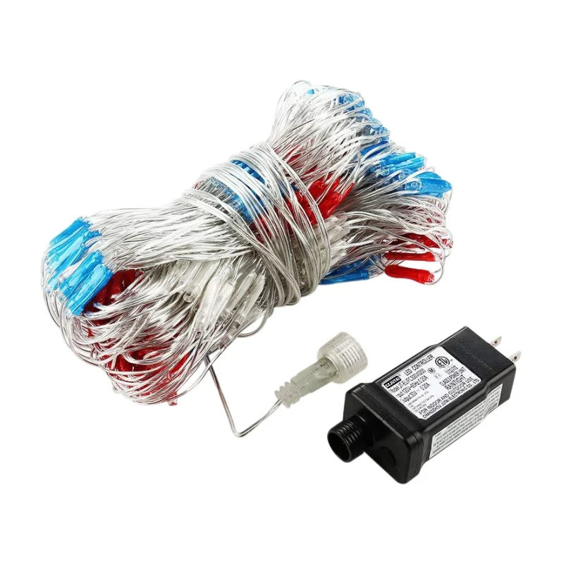 

6.5ftx3.3ft American Flag String Lights Waterproof Outdoor USA Flag Net Light Independence Day Festival Party Hanging Decor