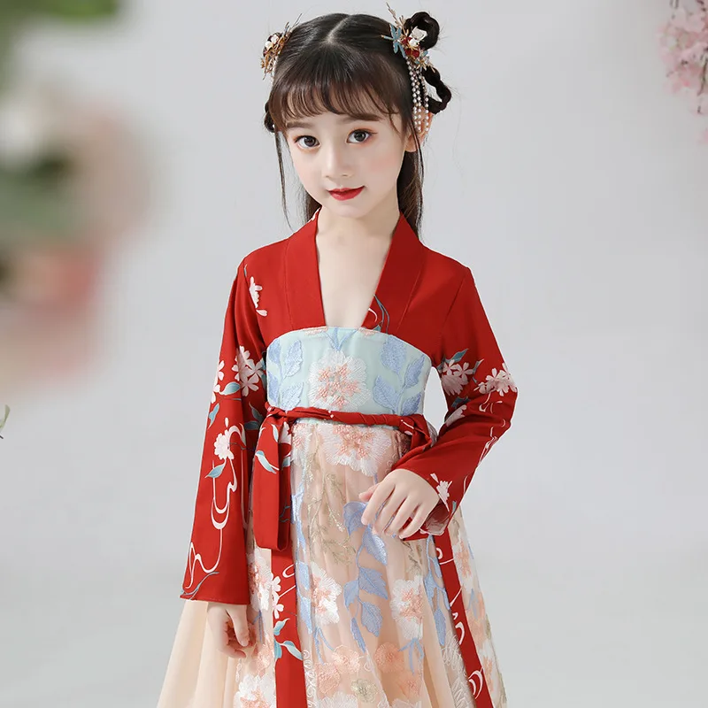 Роскошное детское платье для девочек китайский старинный костюм косплей цельное
