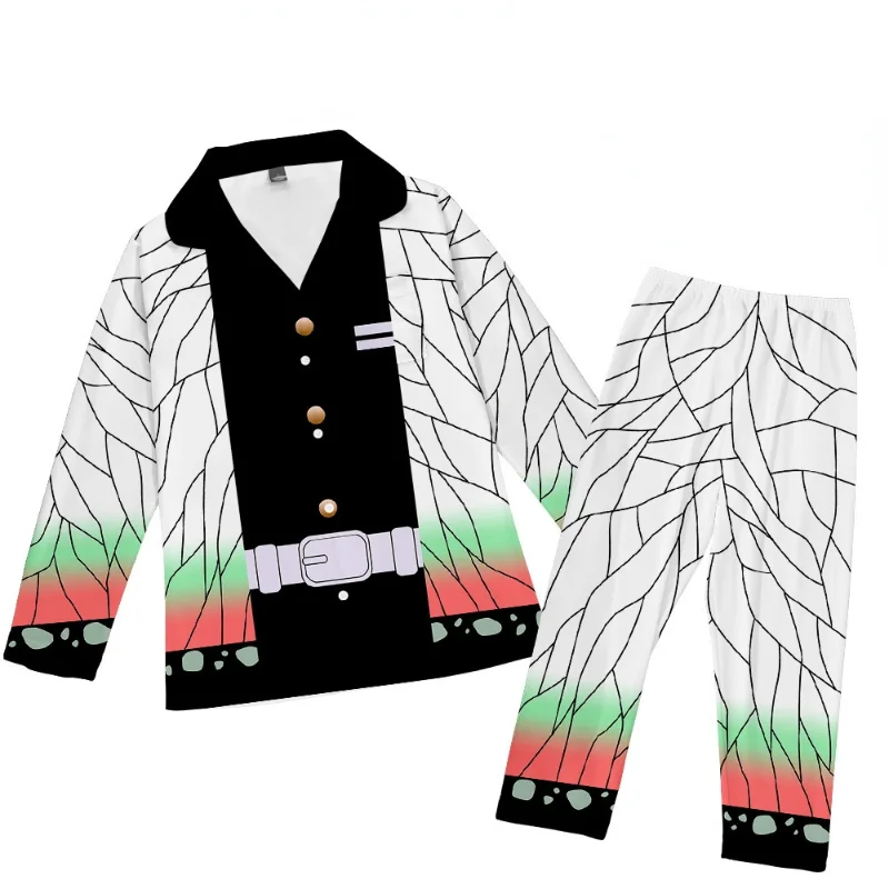 Anime Demon Slayer Cosplay Pajamas Adult Men's and Women's One-piece Pajamas Home Service Pajamas Set