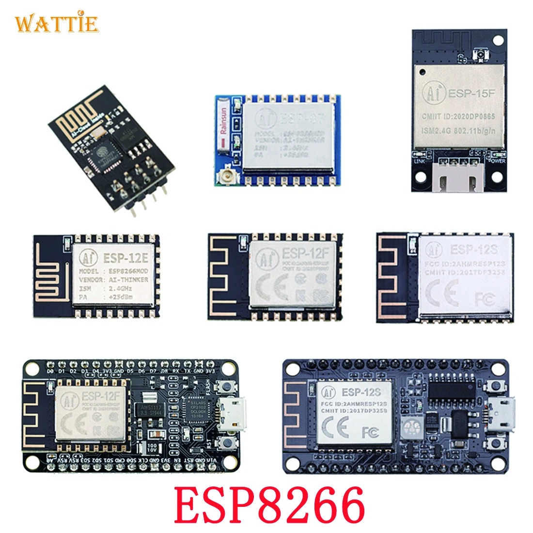 ESP8266 ESP-01 01S ESP-07 07S ESP-12E 12F 12S ESP-15F NodeMCU -12F NodeMCU -12S CP2102 CH340 Ai-Thinker Original