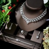 hibride super sparkling cubic zircon engagement ring necklack and earrings set trendy ladies jewelry gift ensemble bijoux n 808