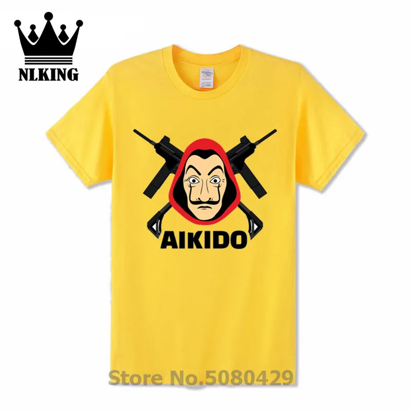 Aikido Money Heist Novely tops tees футболка с принтом на заказ круглым вырезом 100% хлопок