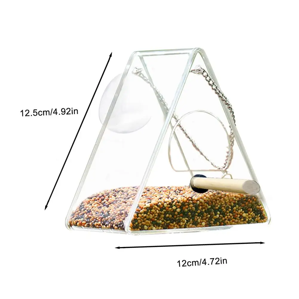 

Bird Feeder Acrylic Transparent Window Viewing Bird Feeders Tray Birdhouse Pet Water Feeder Suction Cup Mount House Type Feeder