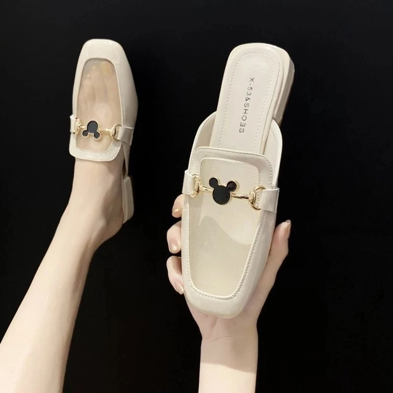 

Disney Summer New 2021 Mickey Baotou Semi-trawling Mesh Lazy Shoes Wild Breathable Mesh Casual Net Shoes