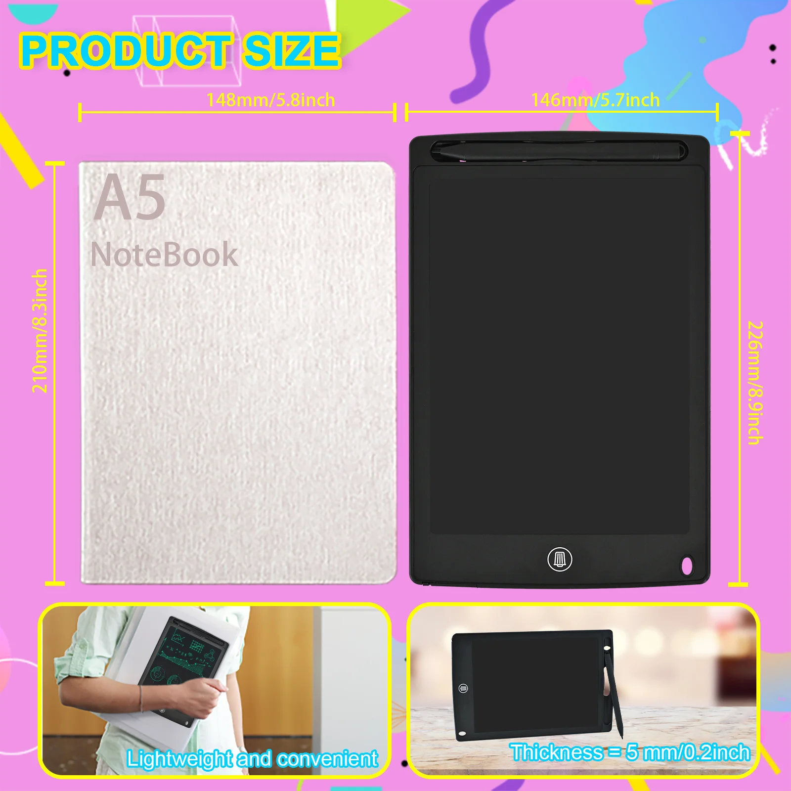 

Lcd Writing Tablet 8.5 Inch Electronic Drawing Graffiti Colorful Screen Handwriting Pads Drawing Pad Memo Boards for Kids Adult