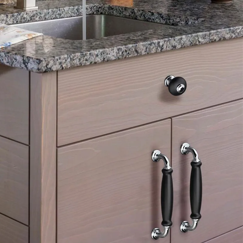 KK & FING Американский Черный твердый цинковый сплав дверные ручки шкафа ящика