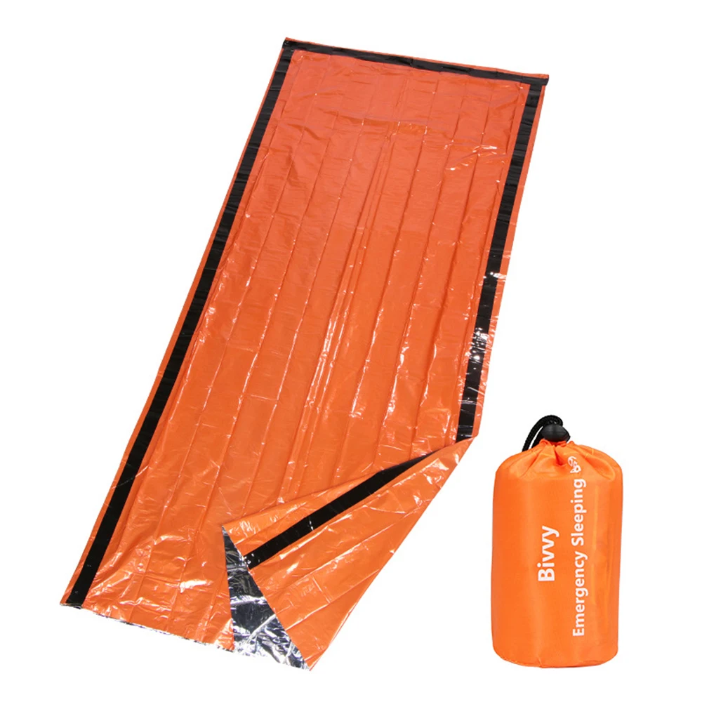 

Orange Aluminum Foil Laminated Films Thick Insulation Sleeping Bag Lightweight Outdoor Survival Bracelet Emergency Kit 001