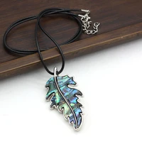 women necklace natural the mother of pearl shell leaf shaped brooch pendant charms for women love lucky gift chain 40 5 cm