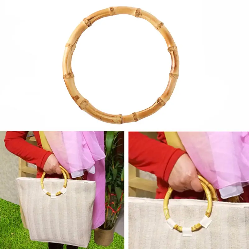 

Round Bamboo Bag Wood Handles Handcrafted Vintage Handbag Replacement DIY Accessories For Bags Bag Handles
