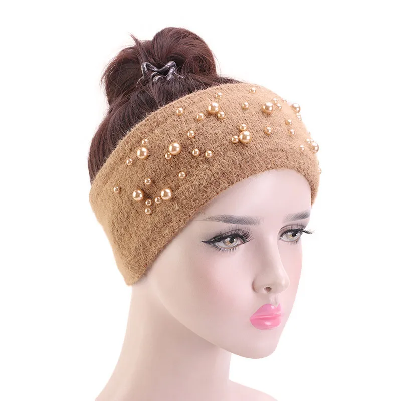 Вязаная повязка на голову женская широкий эластичный головной убор из