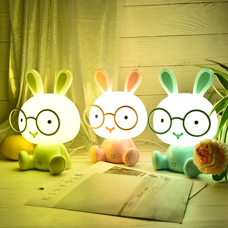 

Lovely Modern Cute Rabbit Night Light Led Night Lamp Baby Bedroom Lamp Christmas Gift Bedside Decor Kids Glasses Rabbits Lights