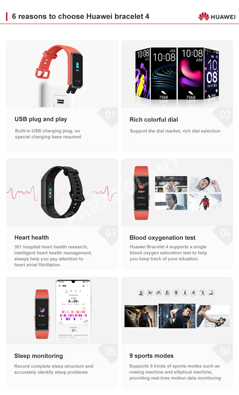 huawei Honor Band 4, умный экран, Bluetooth, шагомер, для плавания, водонепроницаемый, пульс, мониторинг здорового сна, кровяное давление