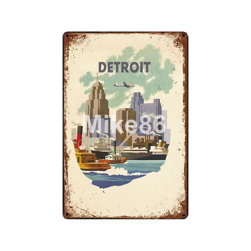 [Mike86] Техасский Детройт Майями Бостонский оловянный знак Старинный Рисунок металлической рамке туристический подарок плакат Искусство 20*30 см LT-1936 - Цвет: GLC-14877