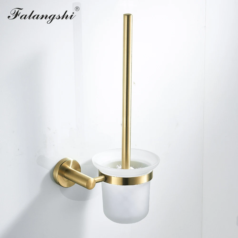 falangshi bathroom accessories robe hooks towel ring toilet brush holder soap dish bathroom hardware set gold brushed wb8834 free global shipping