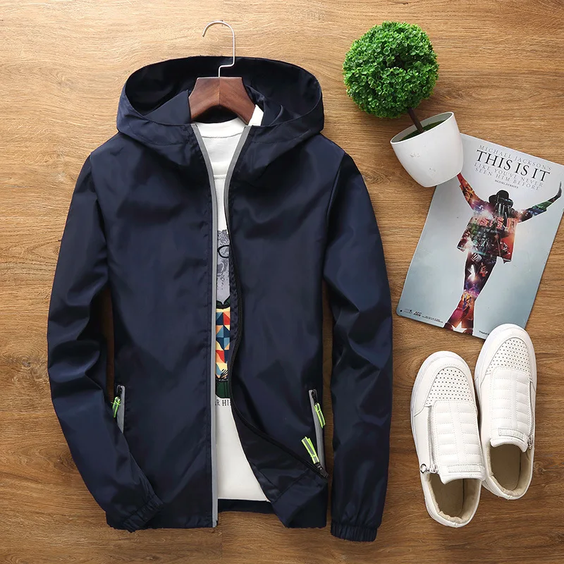 

Женская Светоотражающая куртка на молнии, новая модель 6XL 7XL, Мужская ветровка, Повседневная тонкая куртка с капюшоном, пальто