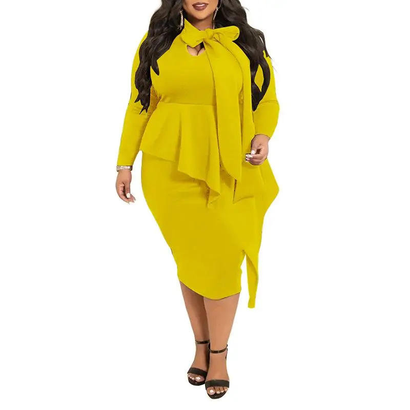 Женское платье с длинным рукавом и завышенной талией размеры до 5XL | Женская