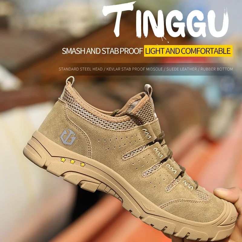 

Men's Fashion Work Safety Boots Shoes Comfortable Leather Nonslip Anti-Puncture