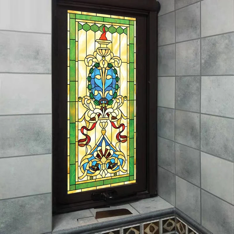 Церковная цветная матовая оконная пленка декоративная витражная наклейка