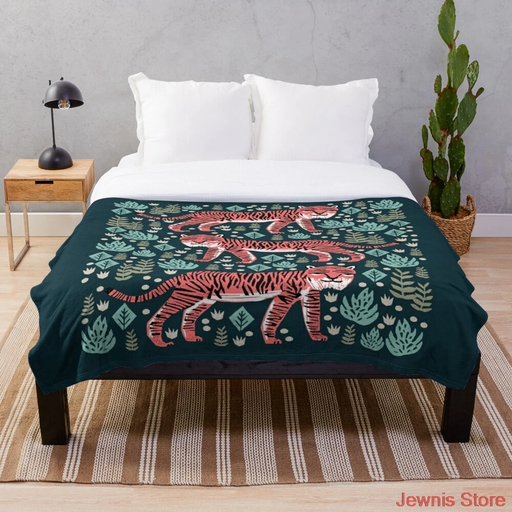 

Safari Tiger Throw Blanket Soft Flannel Sherpa Sherpa Summer Covering Blanket Throw for adult Children Kids on Bed Sofa Couch