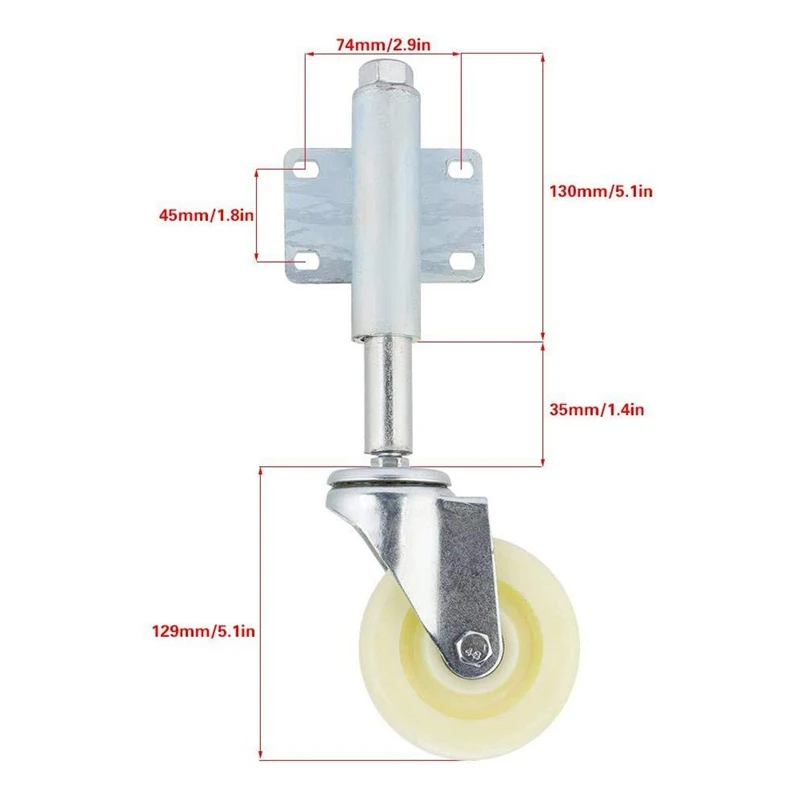 4 дюйма ворота крестовиной нейлоновые Пружинные шарнирного ролика Heavy Duty 220 кг