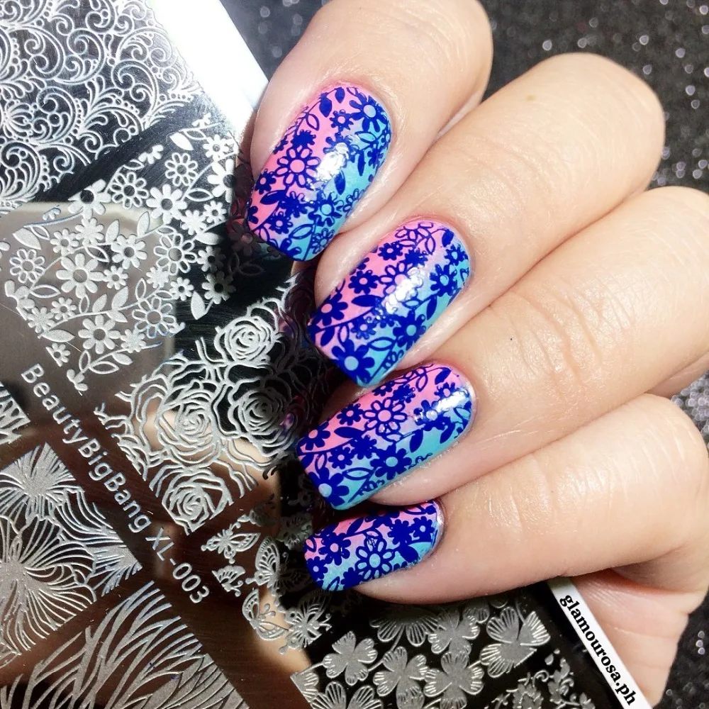 BeautyBigBang набор штамповочных пластин 8 шт. для дизайна ногтей 6*12 см прямоугольная винтажная нержавеющая сталь летний цветочный набор шаблонов для ногтей с сумкой