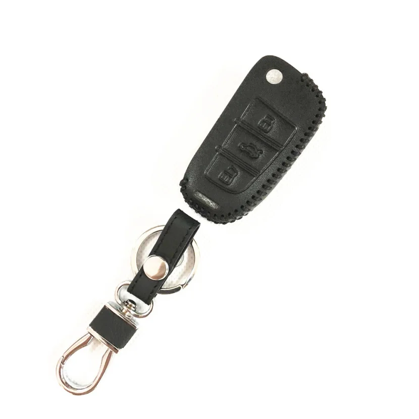 

Car Styling 3BTN Leather Key Cover Case For Audi Sline A3 A4 A6 A6L A8 TT Q7 S6 Keychain Auto Accessories