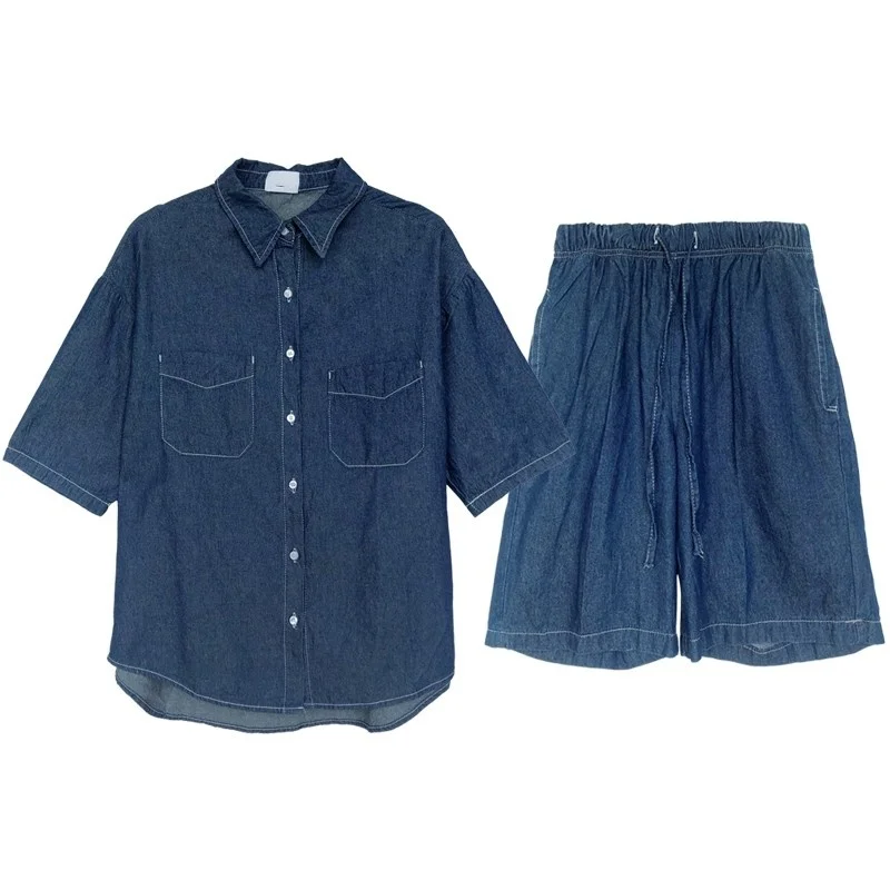 Джинсовые комплекты в Корейском стиле рубашка-карго шорты стиль хип-хоп комплект