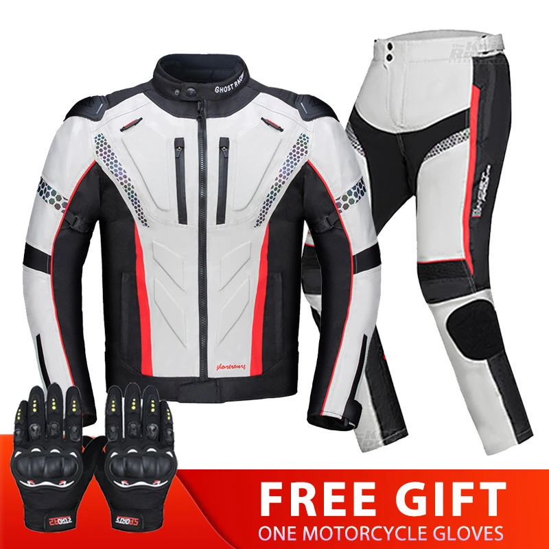 Серый мотоциклетный пиджак костюм с брюками летняя и зимняя защита тела защитное