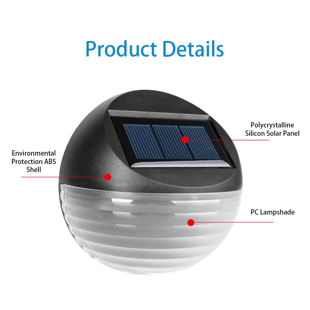 

6LED Solar Fence Light Wall Light Outdoor Landscape Lamp for Walkway Pathway Yard Garden Courtyard Lighting