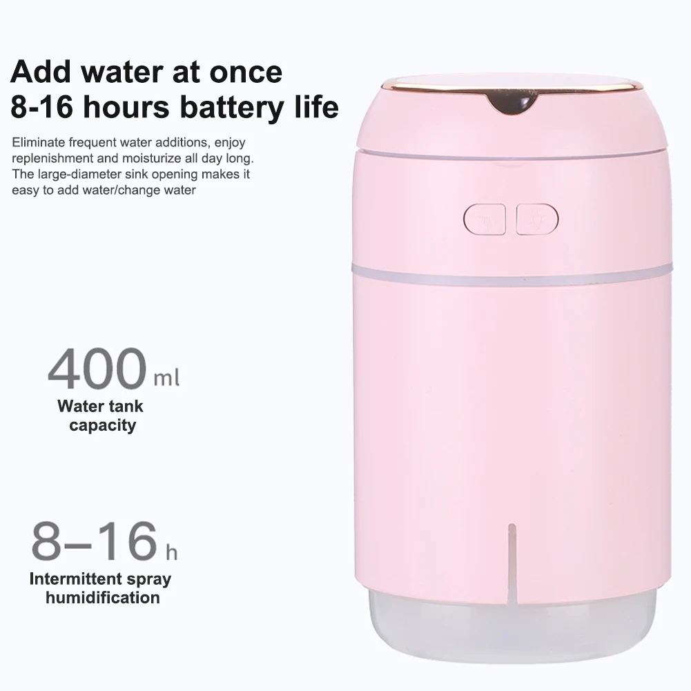 

Multifunction 400ML Air Humidifier USB Desktop Mist Maker 2 Modes With Makeup Mirror Night Light Ring Light For Home Car Office