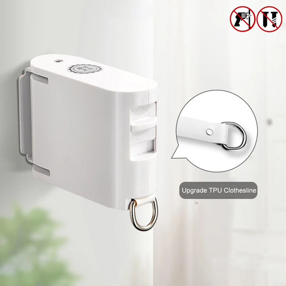 

Indoor Invisible Clothesline with Hanger Hole Retractable Clothesline Rope Drying Rack Balcony Clothes Line No Drilling Required